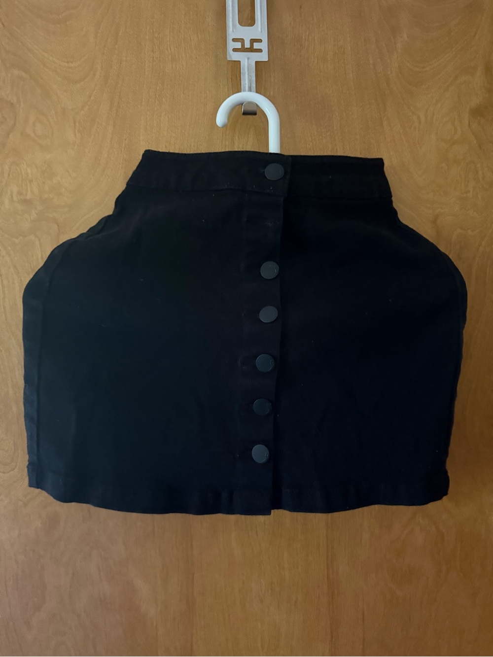 Dollhouse Black Button-Front Mini Skirt